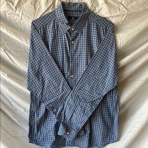 Hart Schaffner Marx Blue Casual Button Down Shirt with Classic Collar